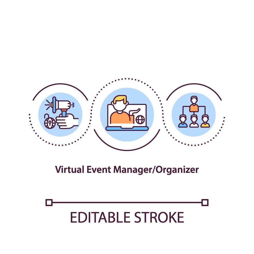 Virtual event manager concept icon vector