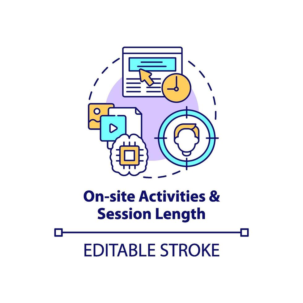 On site activities and session length concept icon vector