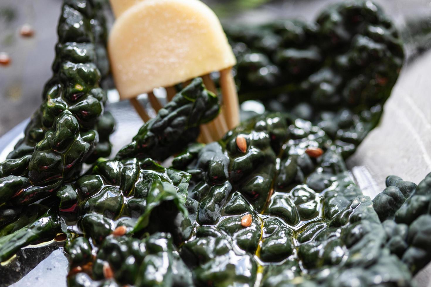 Black cabbage chips photo