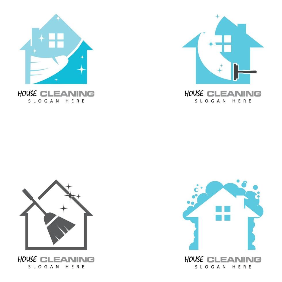 cleaning clean service logo icon vector template set