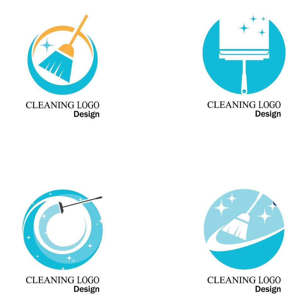 cleaning clean service logo icon vector template set