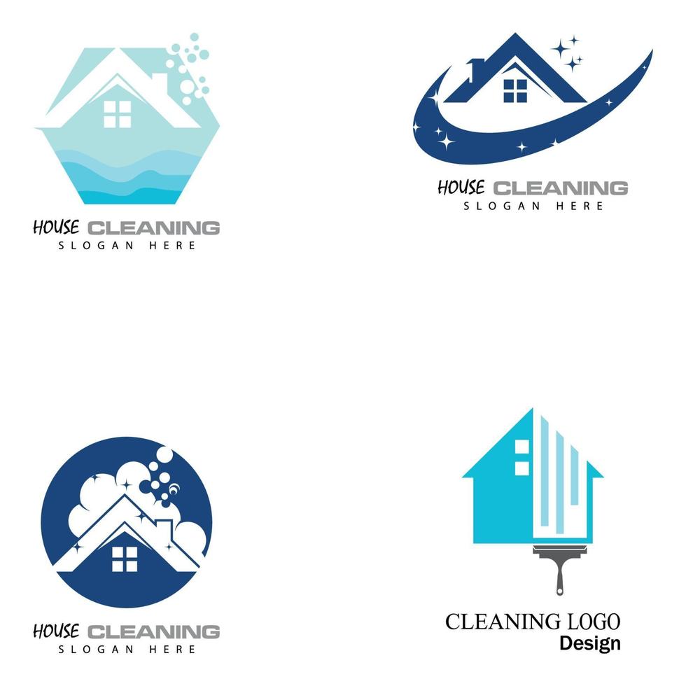 cleaning clean service logo icon vector template set