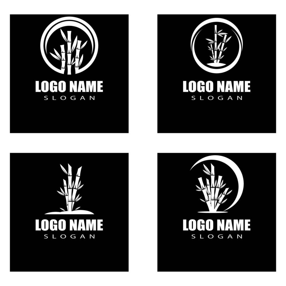 Conjunto de diseño de ilustración de icono de vector de plantilla de logotipo de bambú