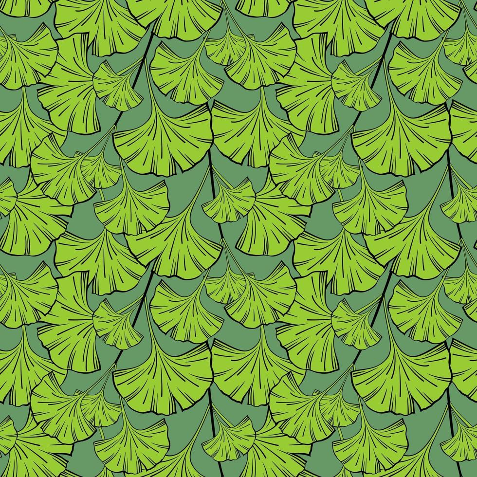 Seamless background with ginkgo biloba leaves vector