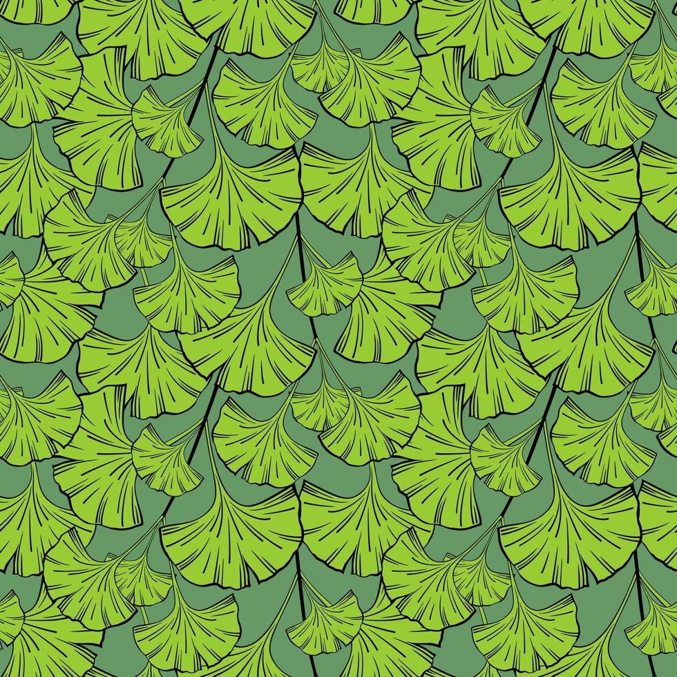 Seamless background with ginkgo biloba leaves vector