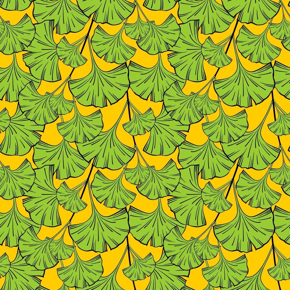 Seamless background with ginkgo biloba leaves vector