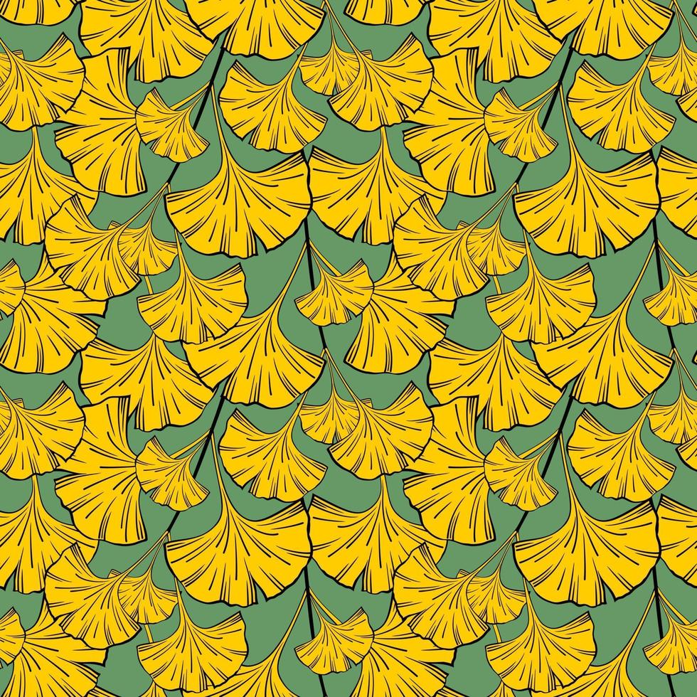 Seamless background with ginkgo biloba leaves vector
