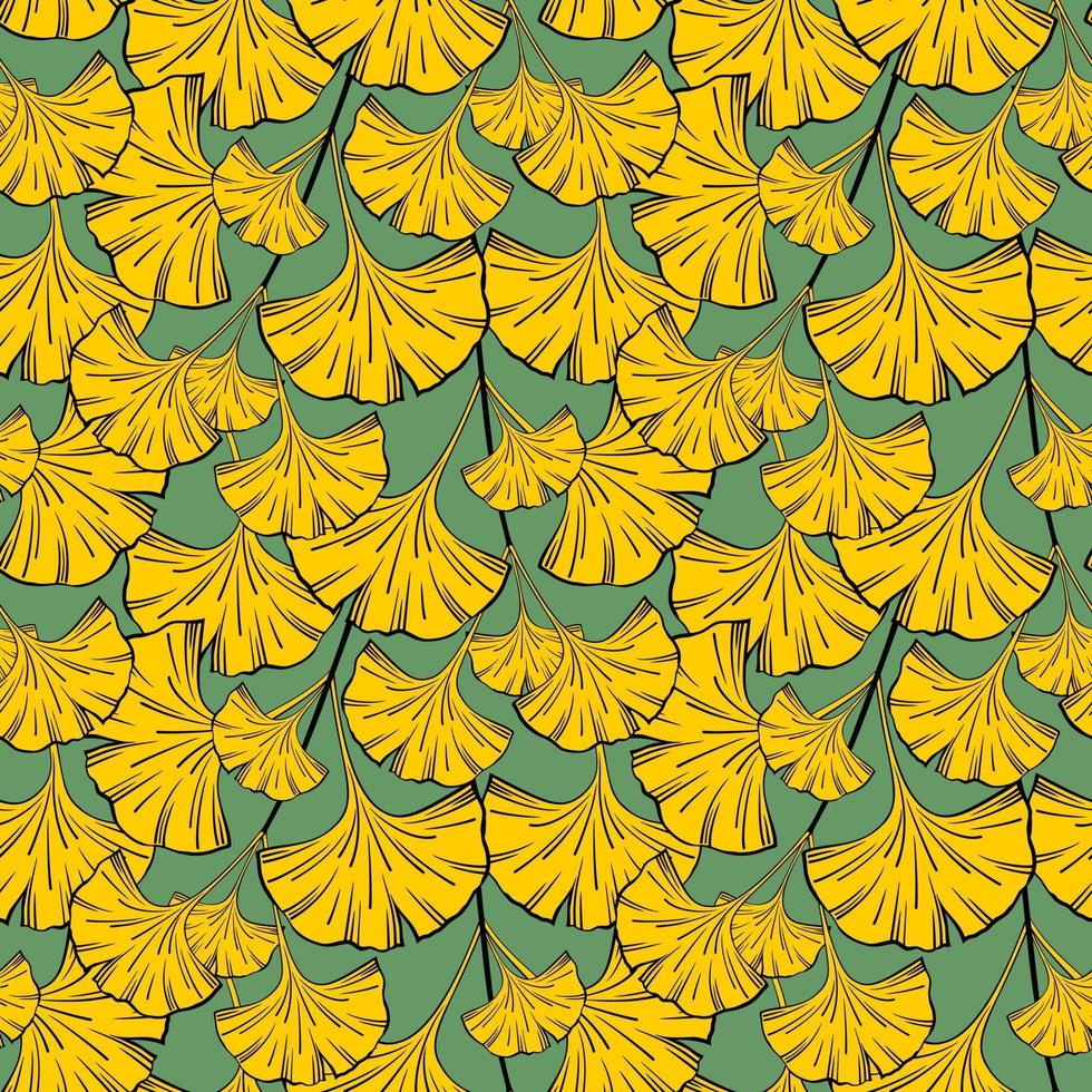 Seamless background with ginkgo biloba leaves vector