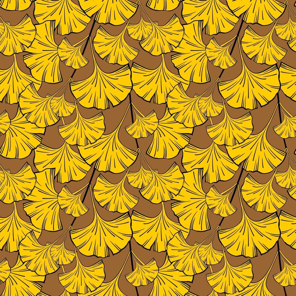 Seamless background with ginkgo biloba leaves vector