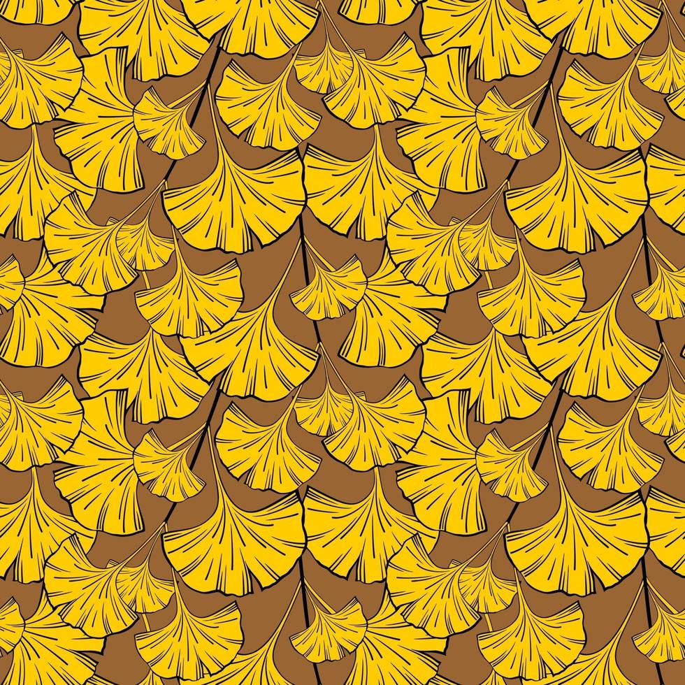 Seamless background with ginkgo biloba leaves vector