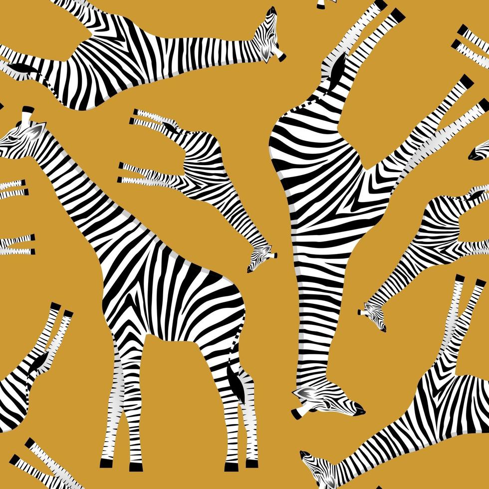 Golden background with giraffes who want to be zebras vector