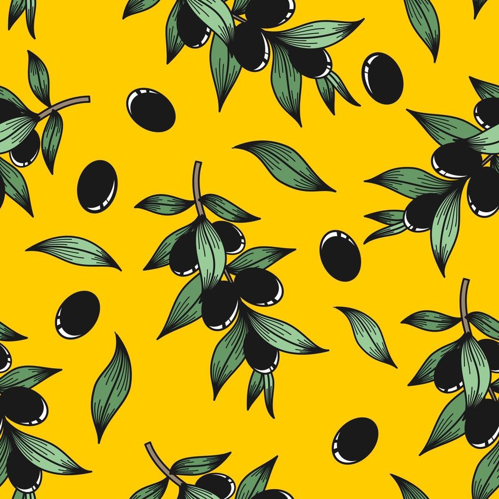 Yellow background with olive branches vector