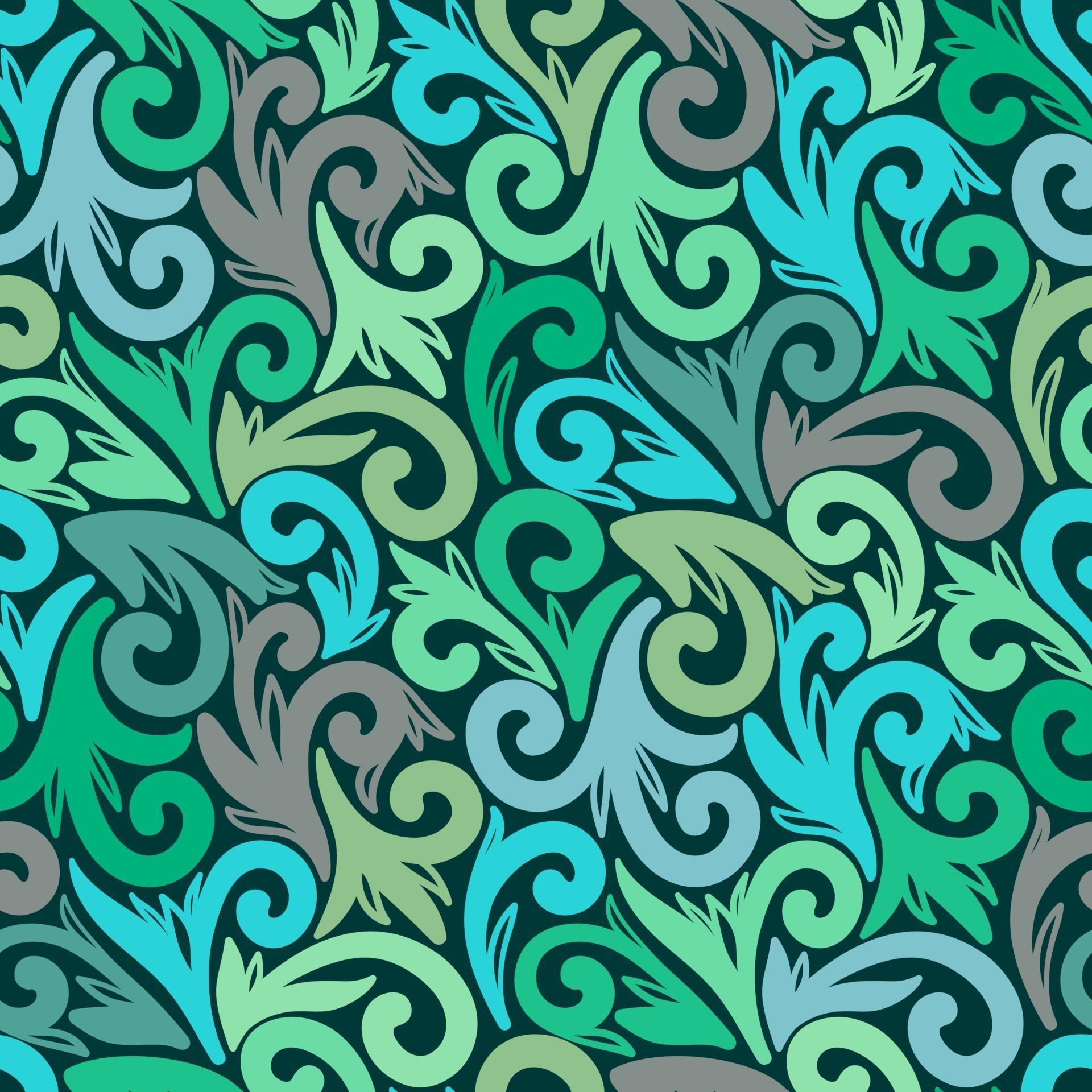 Dark green seamless background with colorful patterns 2256191 Vector