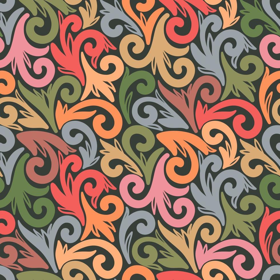 Dark blue seamless background with colorful patterns vector