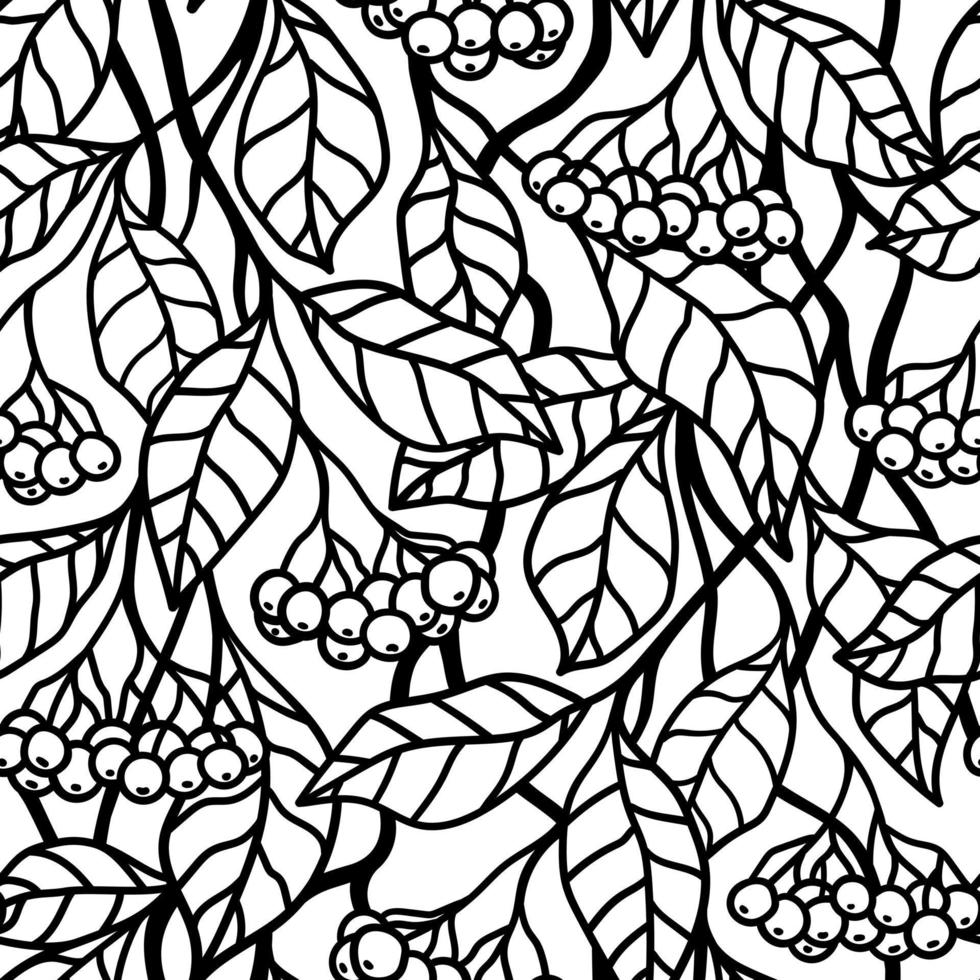 White seamless background with black berries on the branches vector