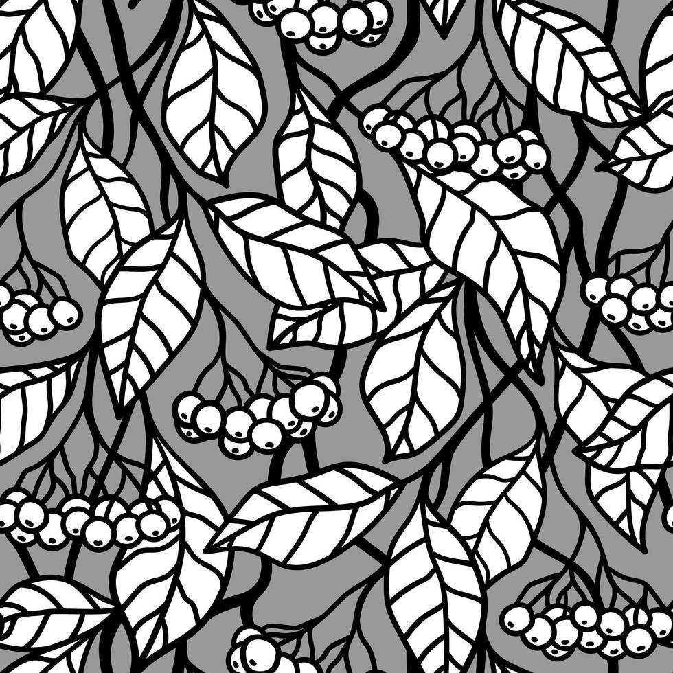 Grey seamless background with white berries on the branches vector