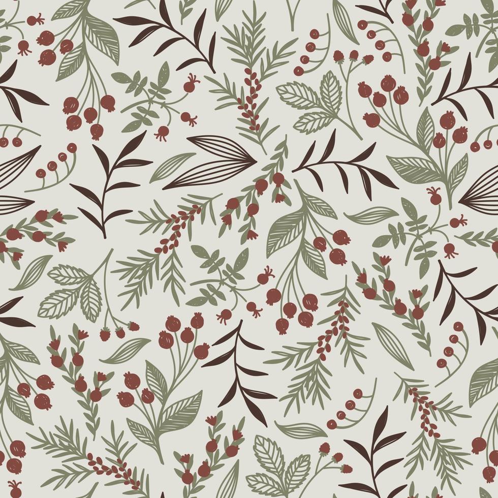 Beige wallpaper with a picture of autumn berries vector