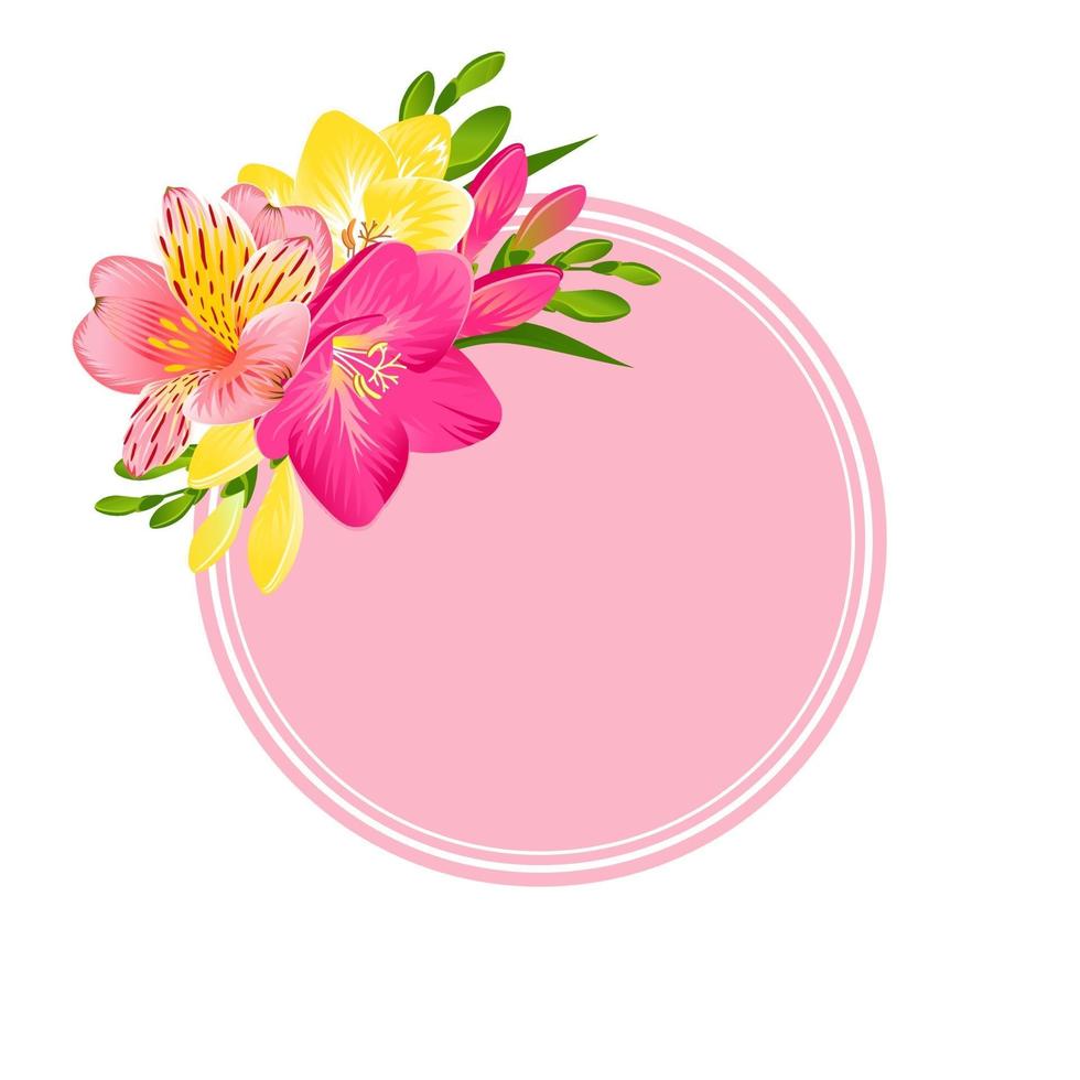 Festive banner with bright tropical flowers vector