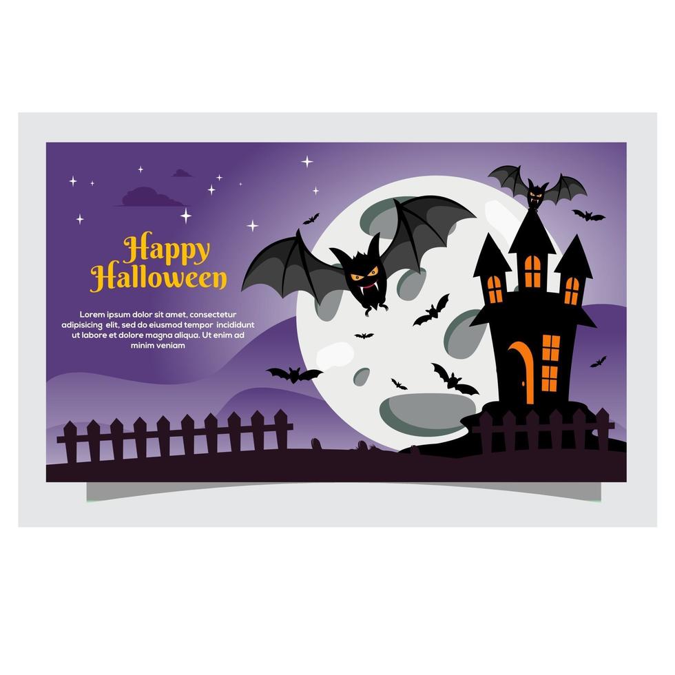 Bats on full moon night with halloween concept vector