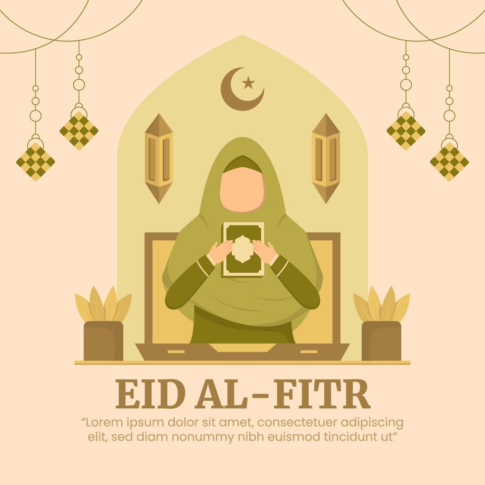 eid al-fitr tarjetas de felicitación vector