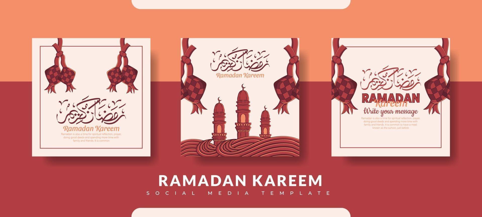 Ramadan post template, social media post template set vector