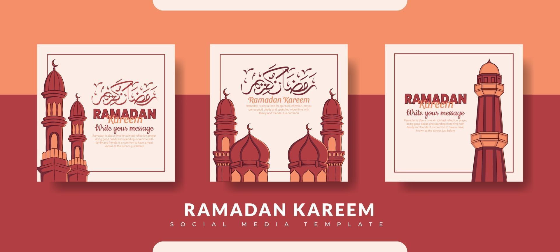 Ramadan post template, social media post template set vector