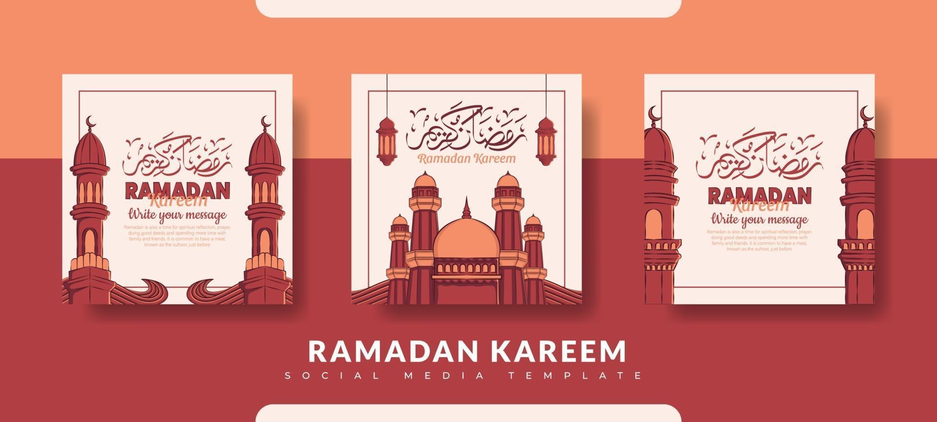 Ramadan post template, social media post template set vector