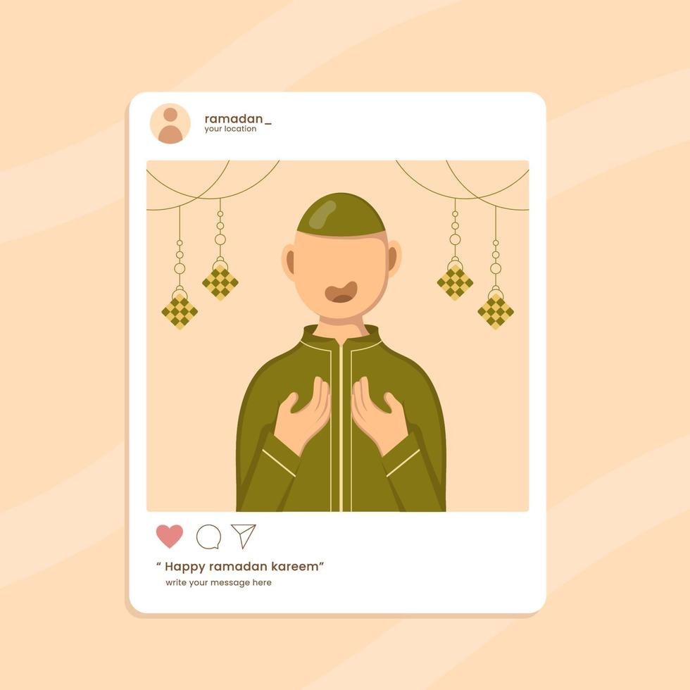 Ramadan Kareem Mubarak social media template vector