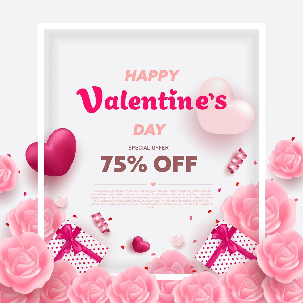 Happy Valentine Day background or banner with lovely elements. vector