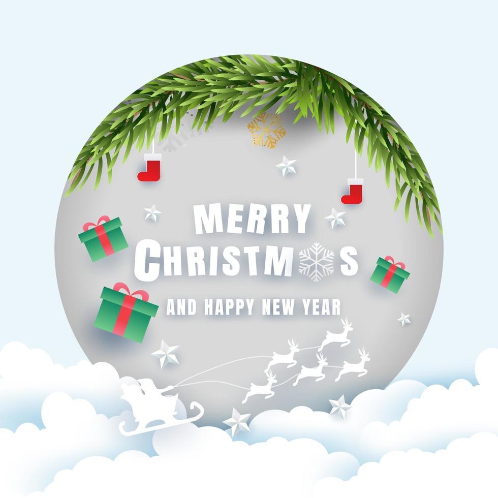 Merry Christmas and Happy New Year background design with lovely elements banner. vector