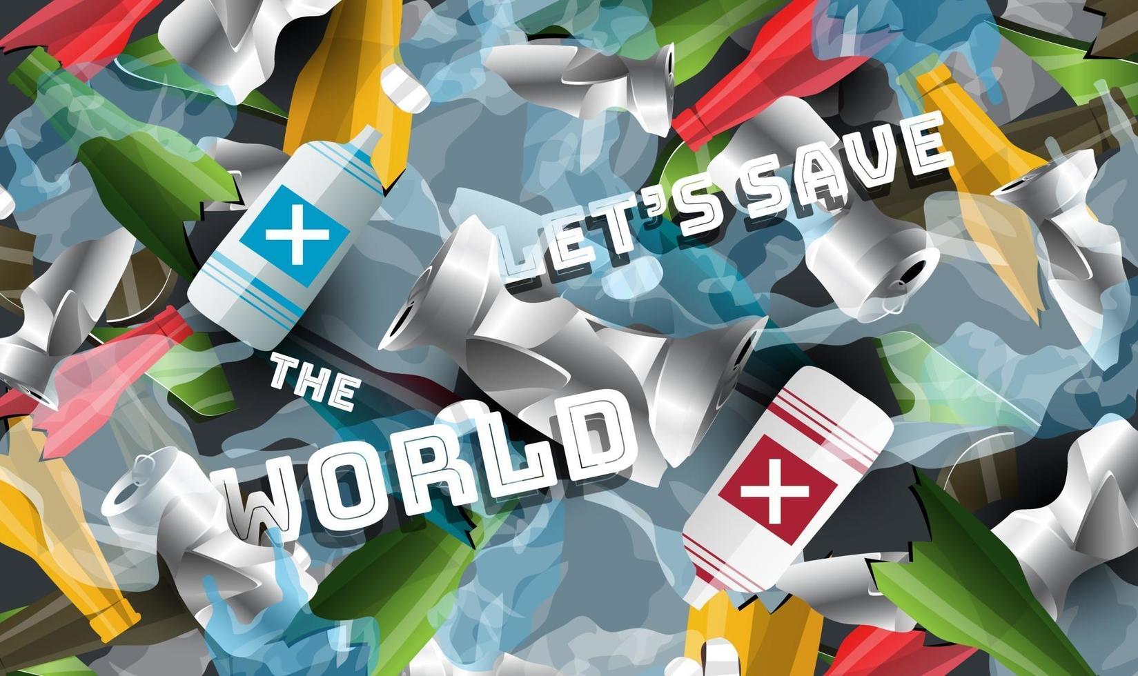 Save world, Say no to plastic concept background. vector