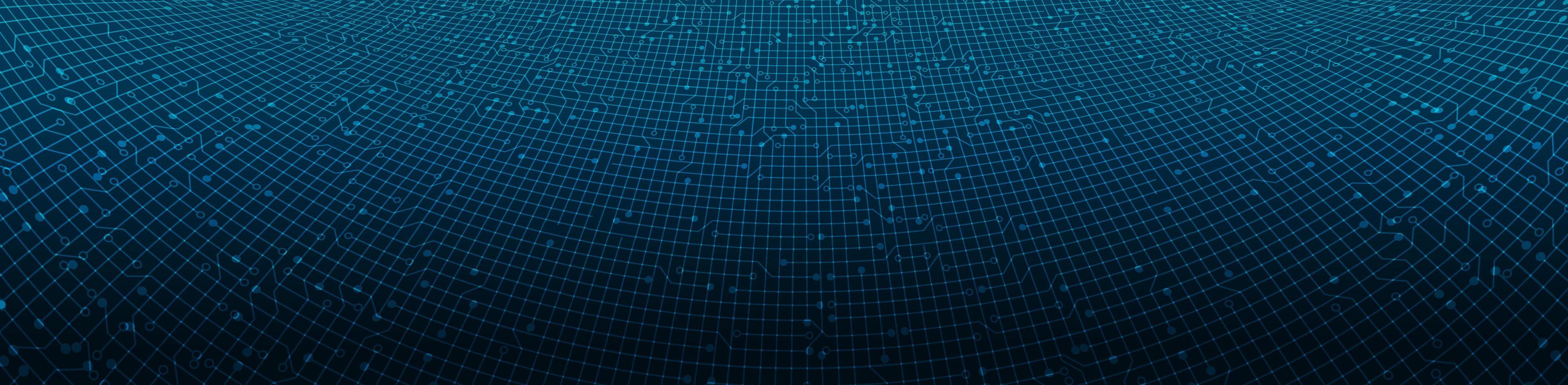 Microchip de circuito de línea digital panorama sobre fondo de tecnología vector