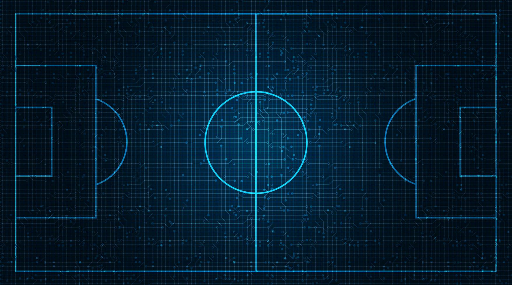 Vector Football field on Digital Technology Background.