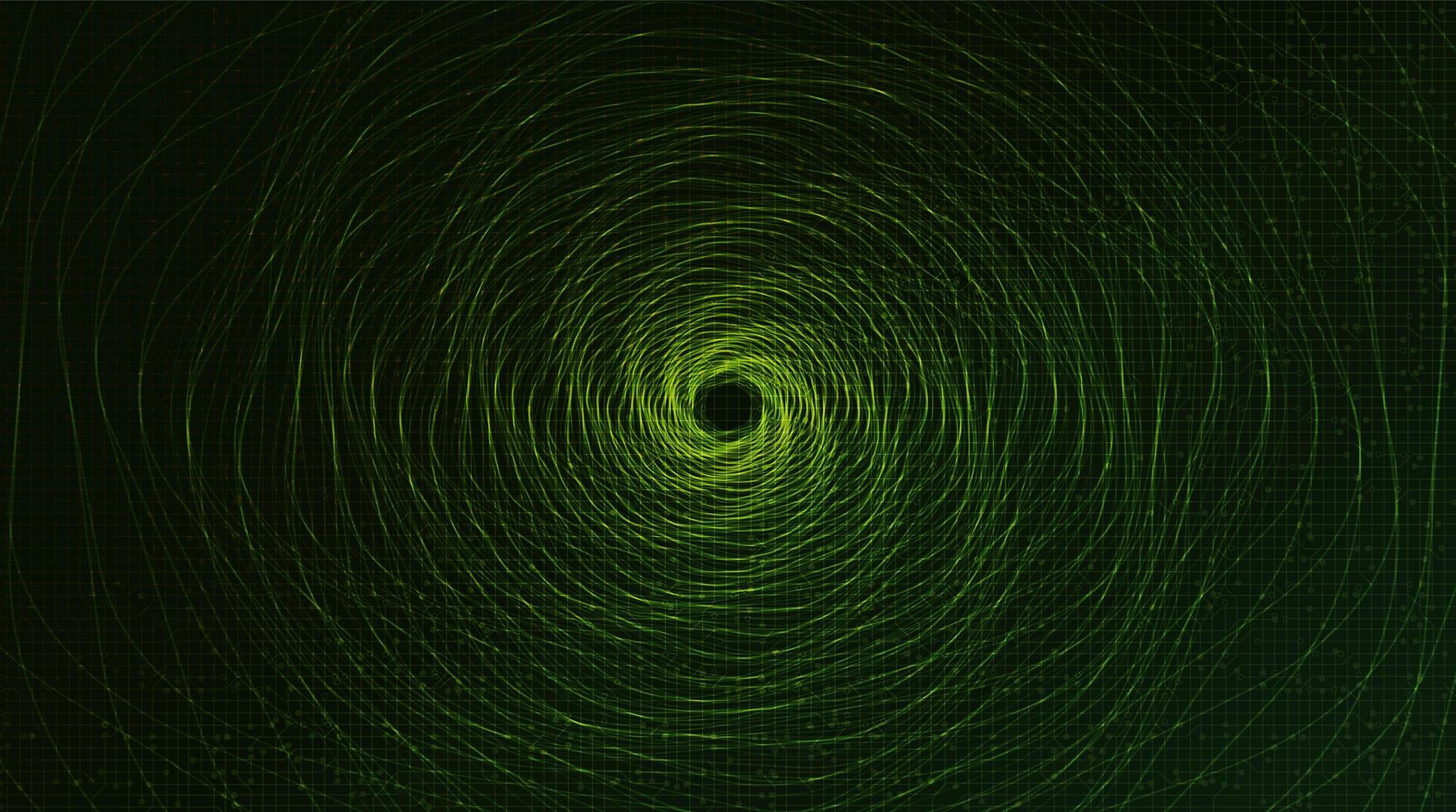 Tecnología de espiral de deformación de teletransporte digital sobre fondo verde vector