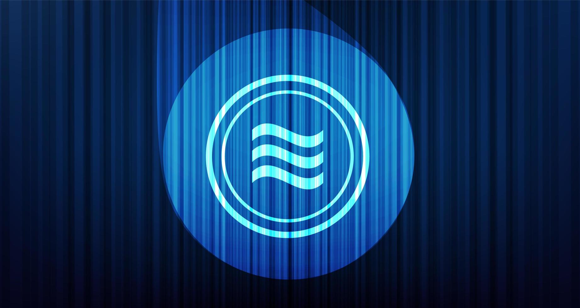 Libra cryptocurrency symbol on blue curtain background with Stage light vector