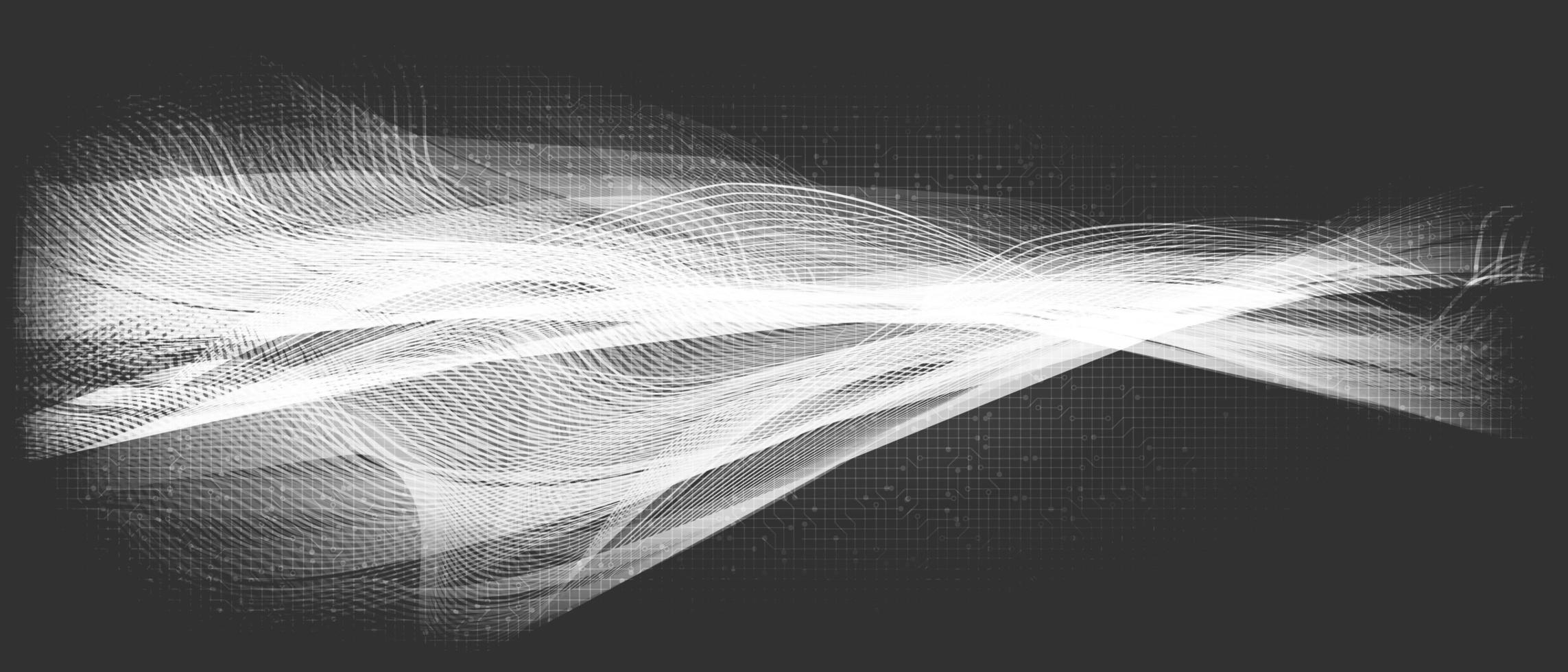 Waving White Digital Sound Wave on Gray Background vector