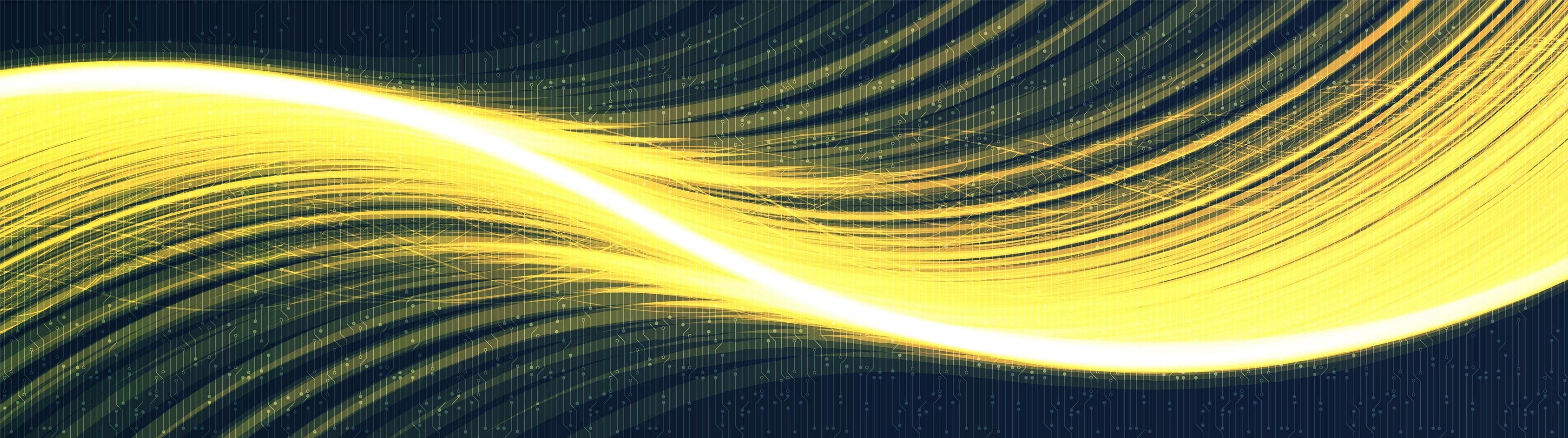 Panorama Golden Wave Technology Background vector