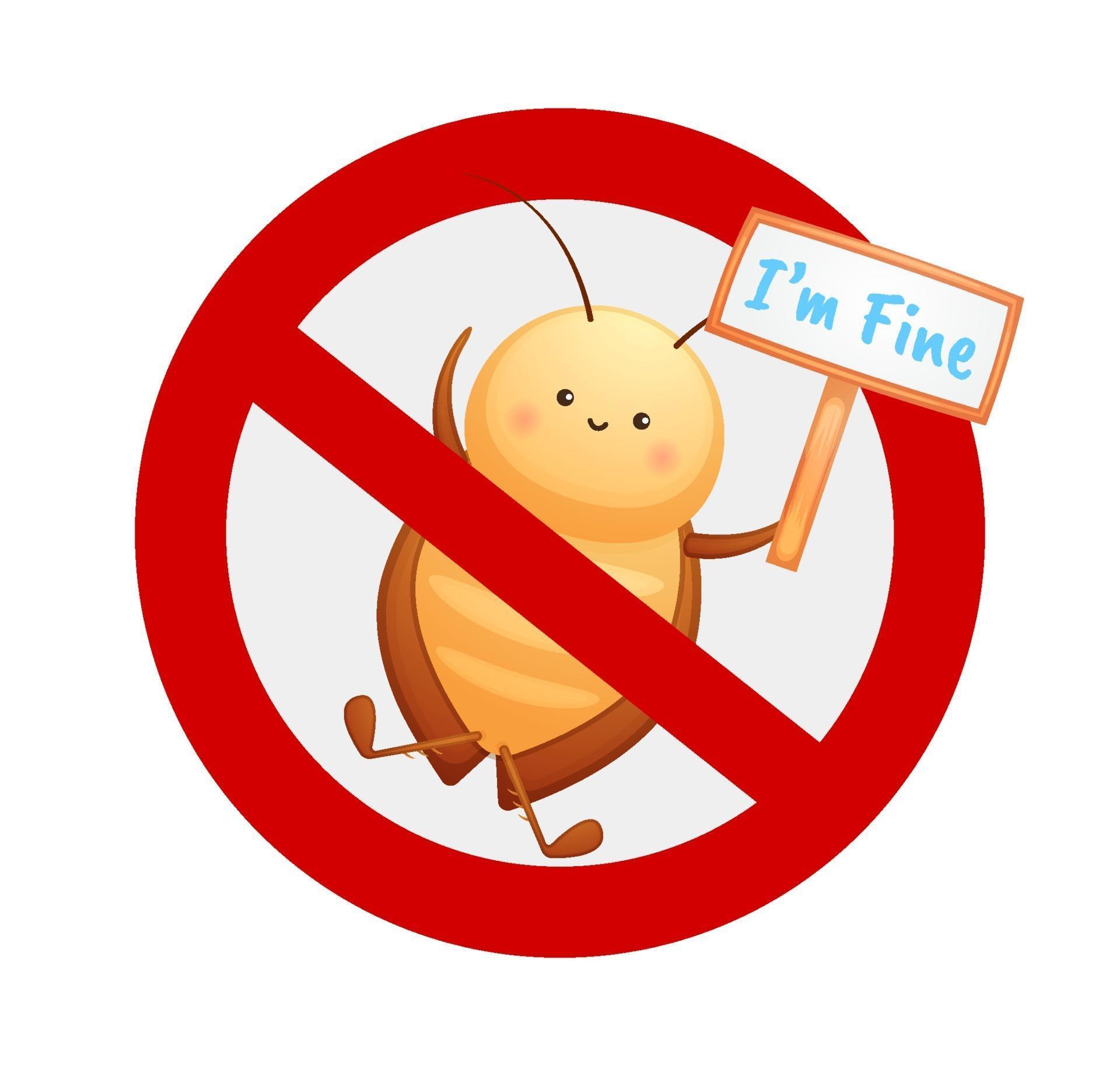 Cute no cockroach sign cartoon character 2256785 Vector Art at Vecteezy