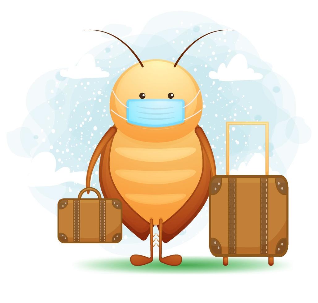 Cute cockroach go home cartoon character vector