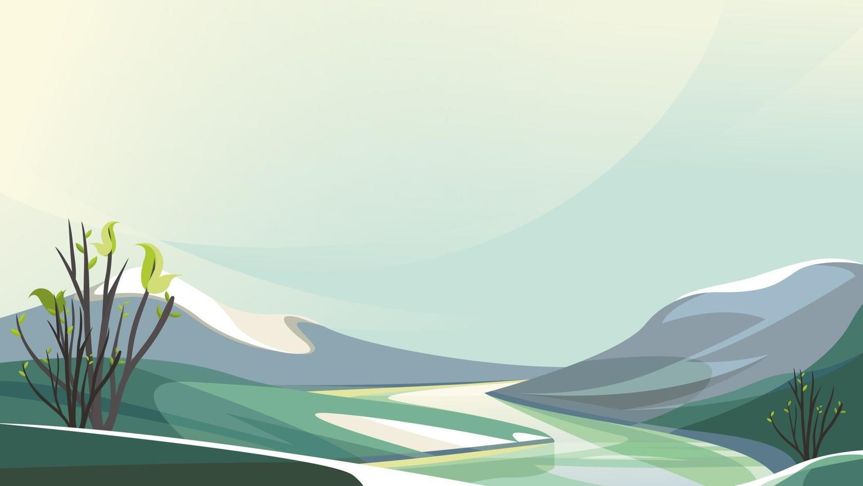River flowing between plains. vector
