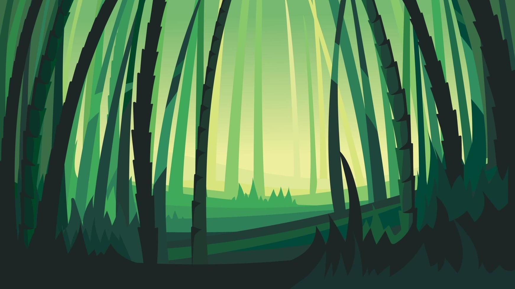 Landscape with bamboo trees. vector