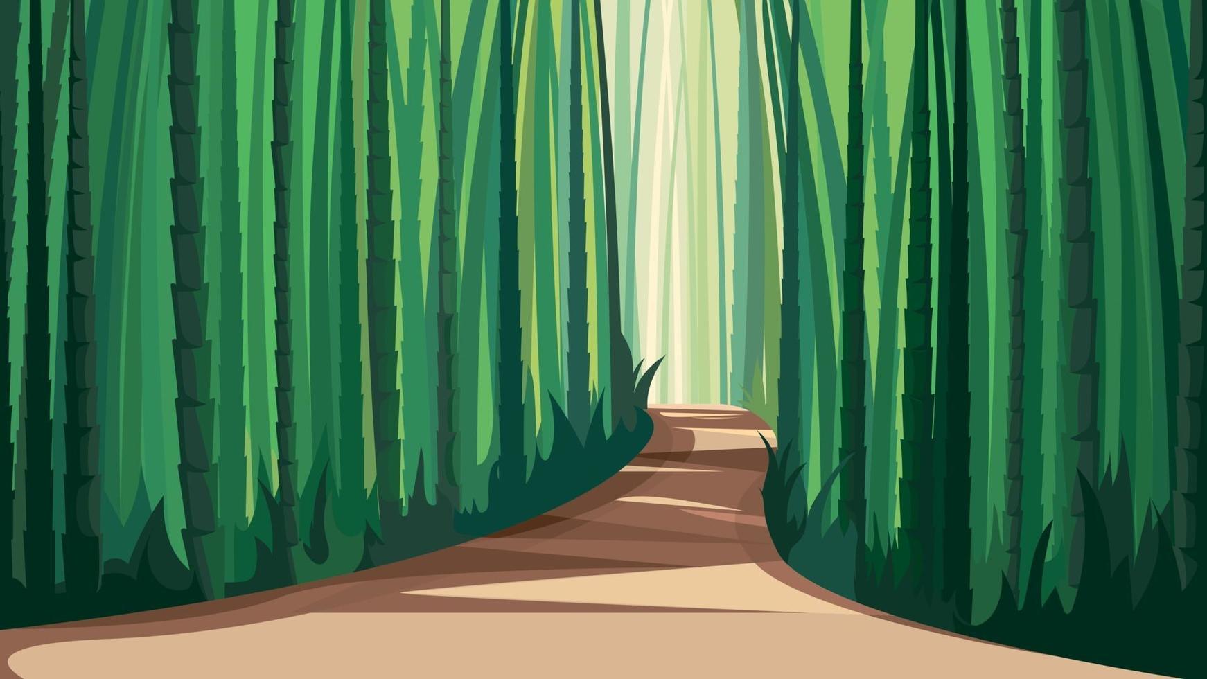 Road in bamboo forest. vector