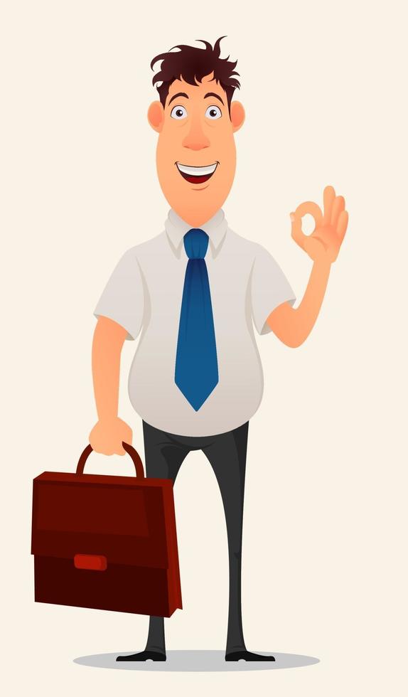 Businessman, office worker. Modern creative smiling young man with briefcase vector