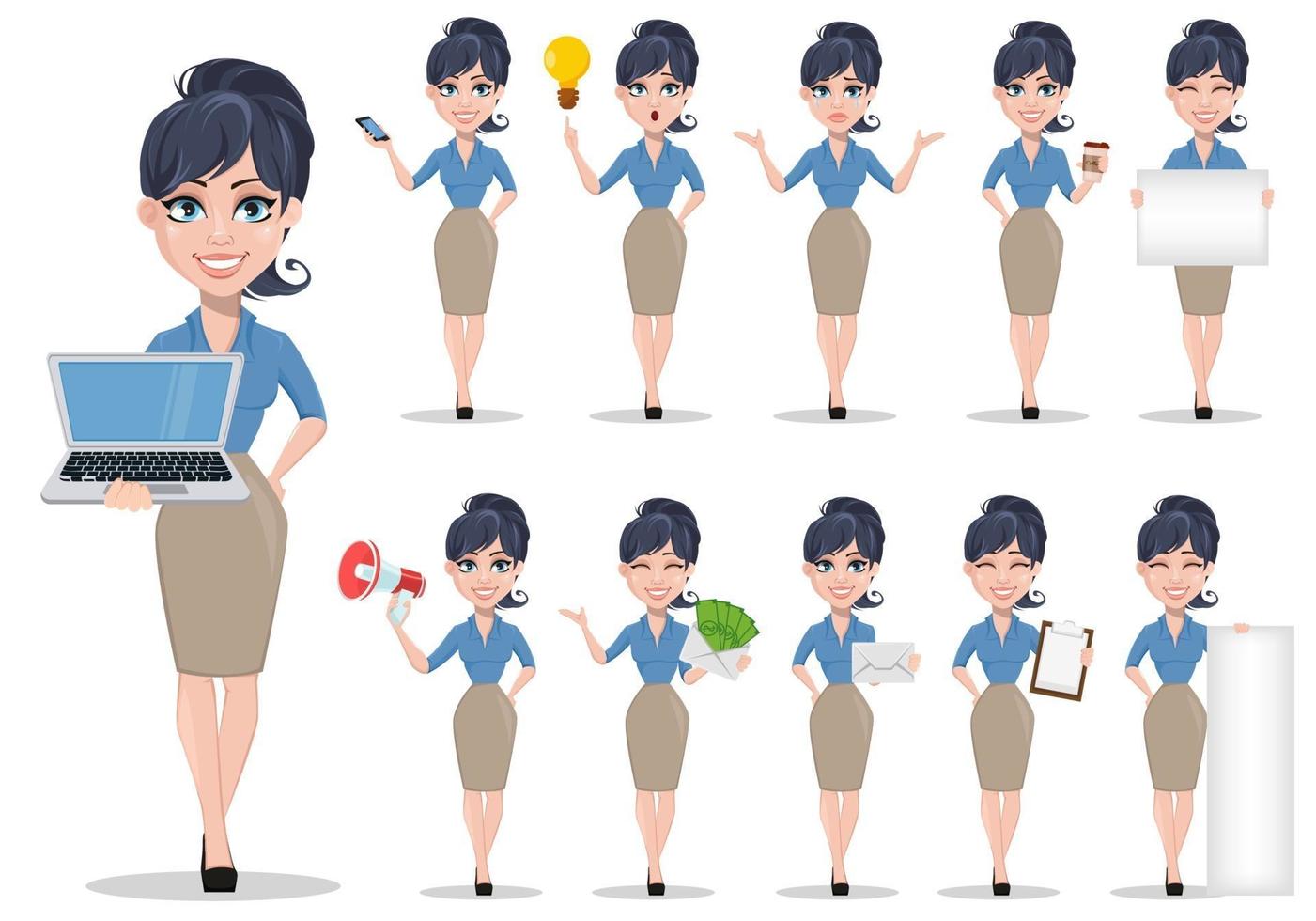 Beautiful businesswoman set. vector