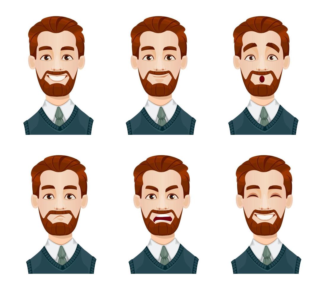 Face expressions of businessman vector