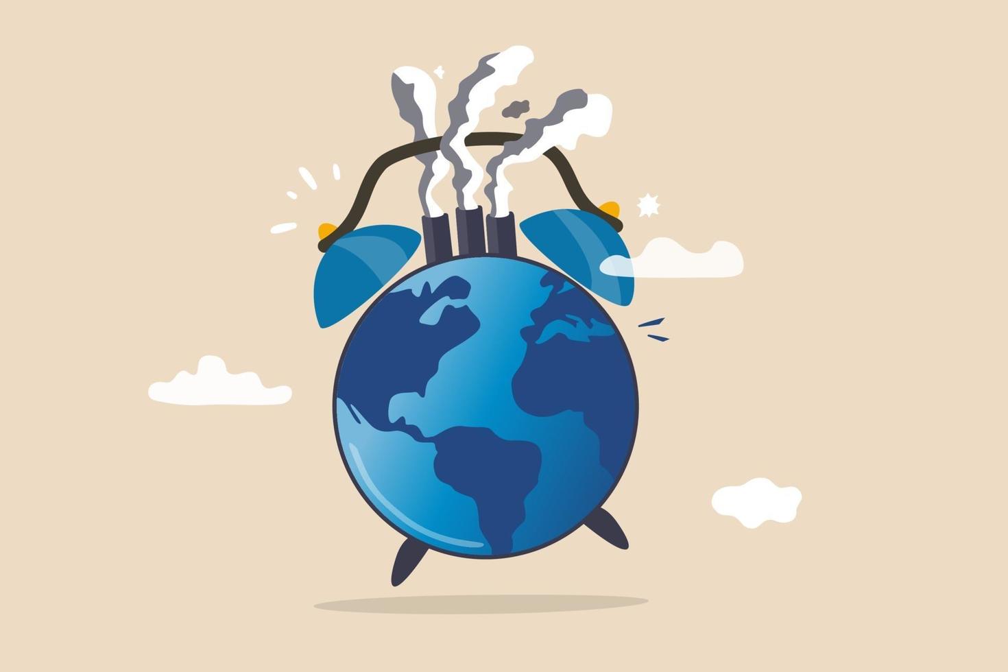 World climate change crisis or global warming alert, time to take care of our world environment concept vector