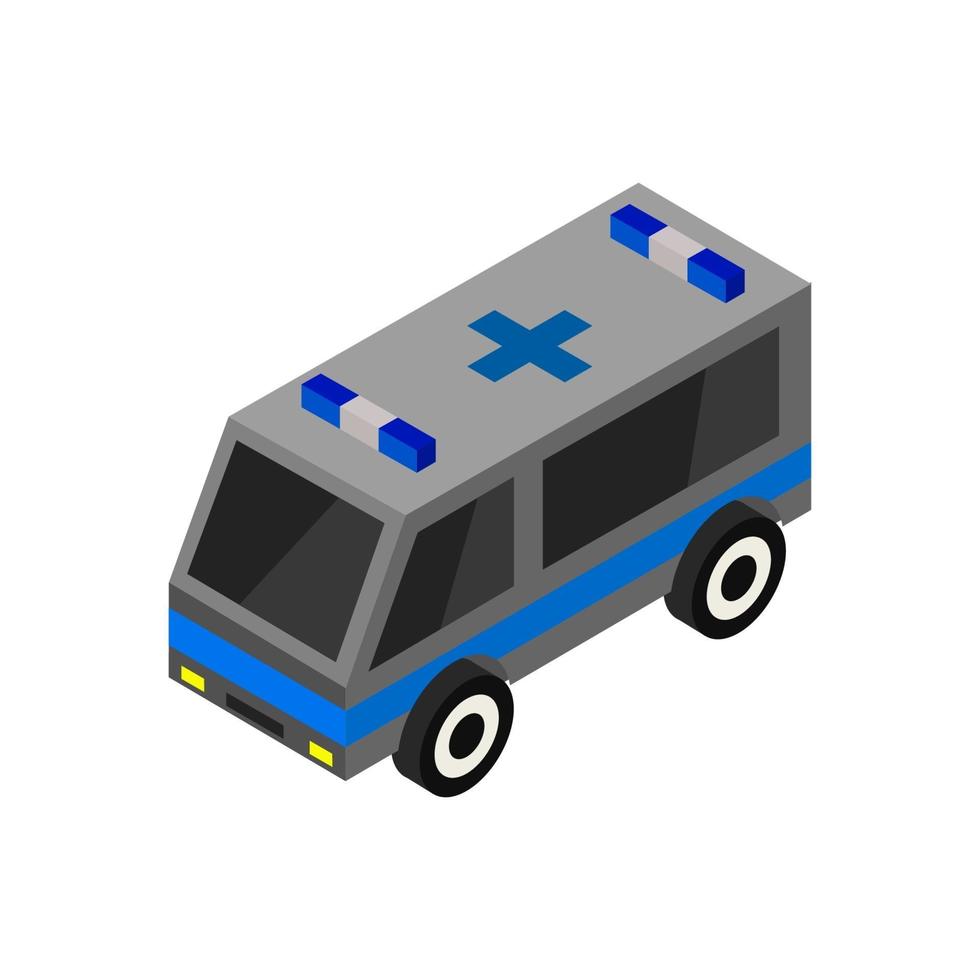 ambulancia isométrica en el fondo vector