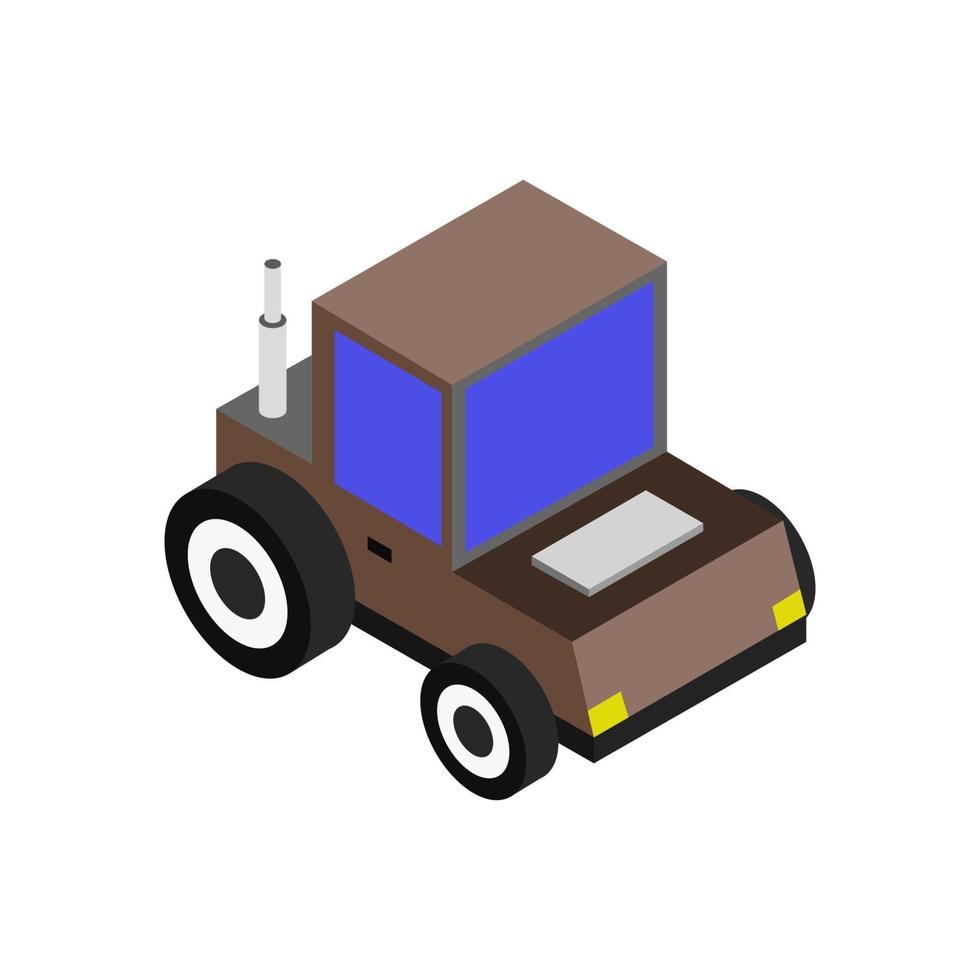 Isometric Tractor On Background vector