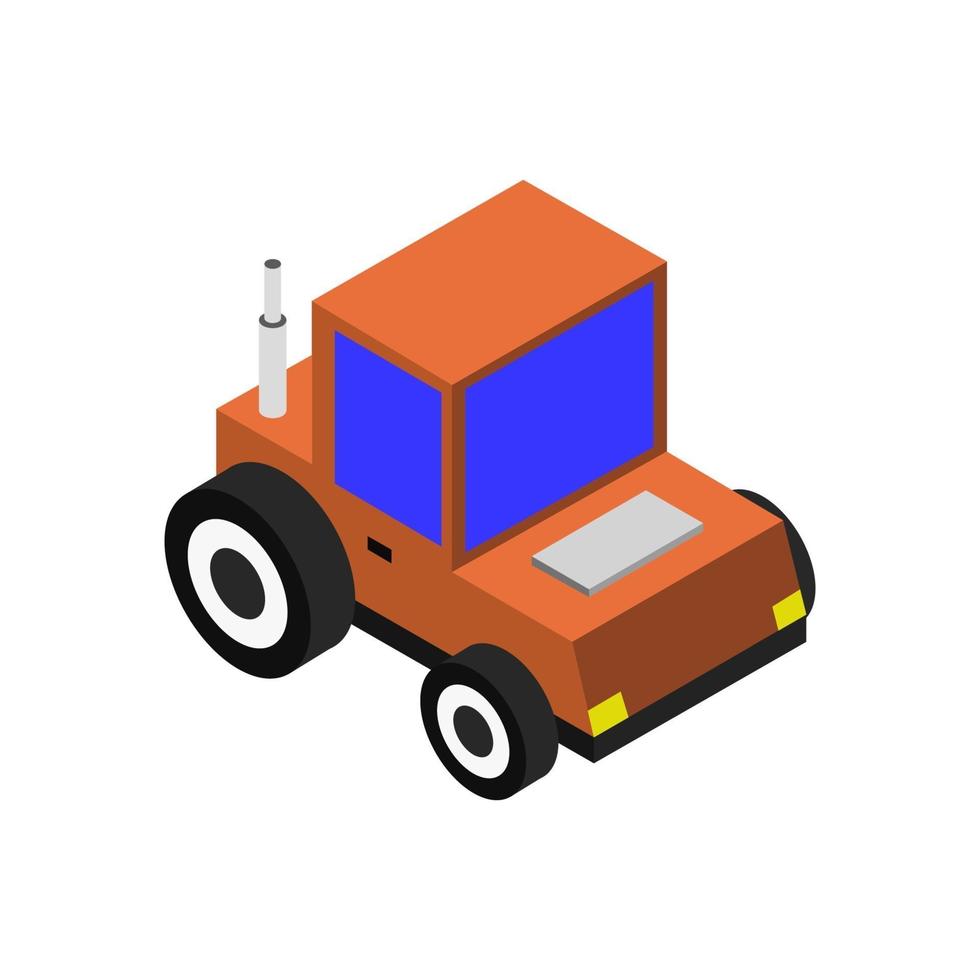 Isometric Tractor On Background vector