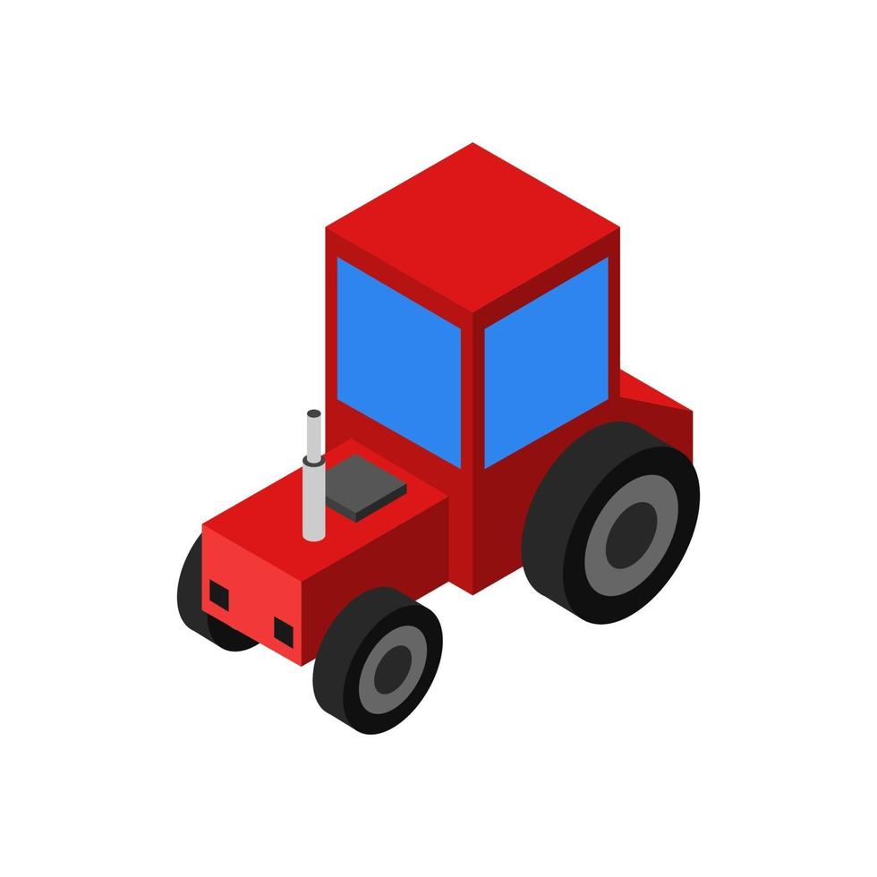 Isometric Tractor On Background vector